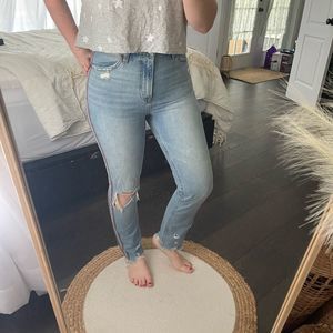 Abercrombie & Fitch Annie High Rise Girlfriend Striped Jeans